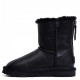 Ugg Kids Classic Short Zip Leather Black