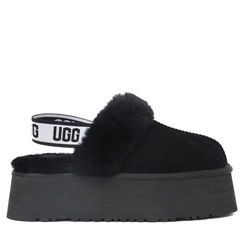 Женские тапочки Ugg Funkette с платформой черного цвета