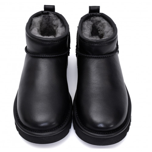 Женские Ugg Classic Ultra Mini из черной кожи