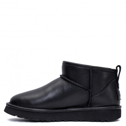 Женские Ugg Classic Ultra Mini из черной кожи