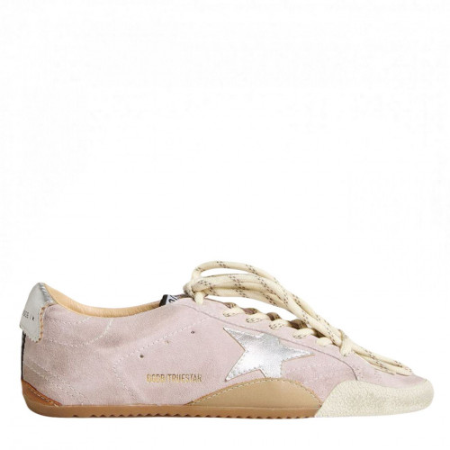 True-Star in Pastel Pink Suede With Silver Star and Heel Tab